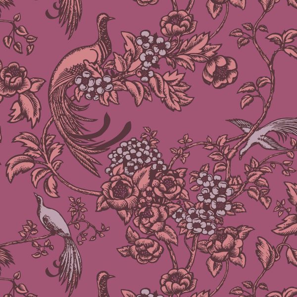 Leutenegger Fabrics - Florence Broadhurst Berry Sunset Collection - 110cm x 1m Fabric - L01912-8 Birds of Paradise Design