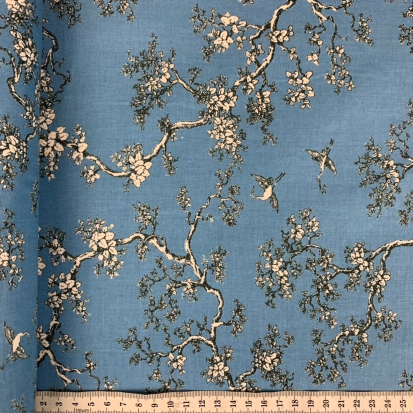 Leutenegger Fabrics - Florence Broadhurst Pastel Lake Collection - 110cm x 1m Fabric - L01913-3 The Cranes Design