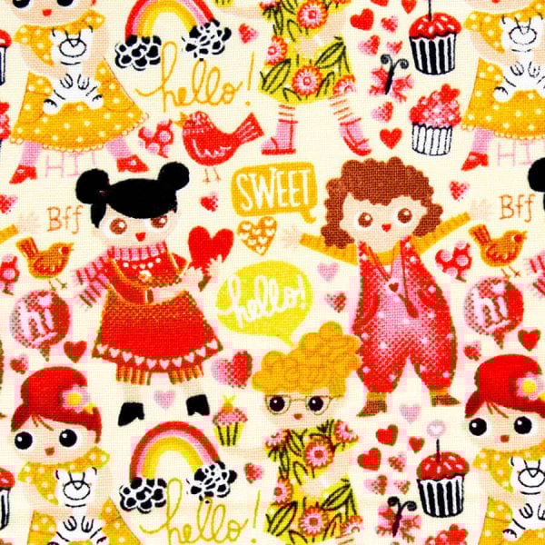 Birch Fabrics - Little Sweeties Collection - 110cm x 1m Fabric - Hello Sweety Yellow