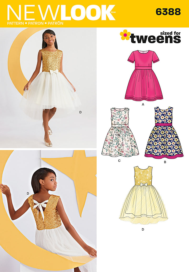 New Look Sewing Pattern 6388 N6388 Girls Party Dresses