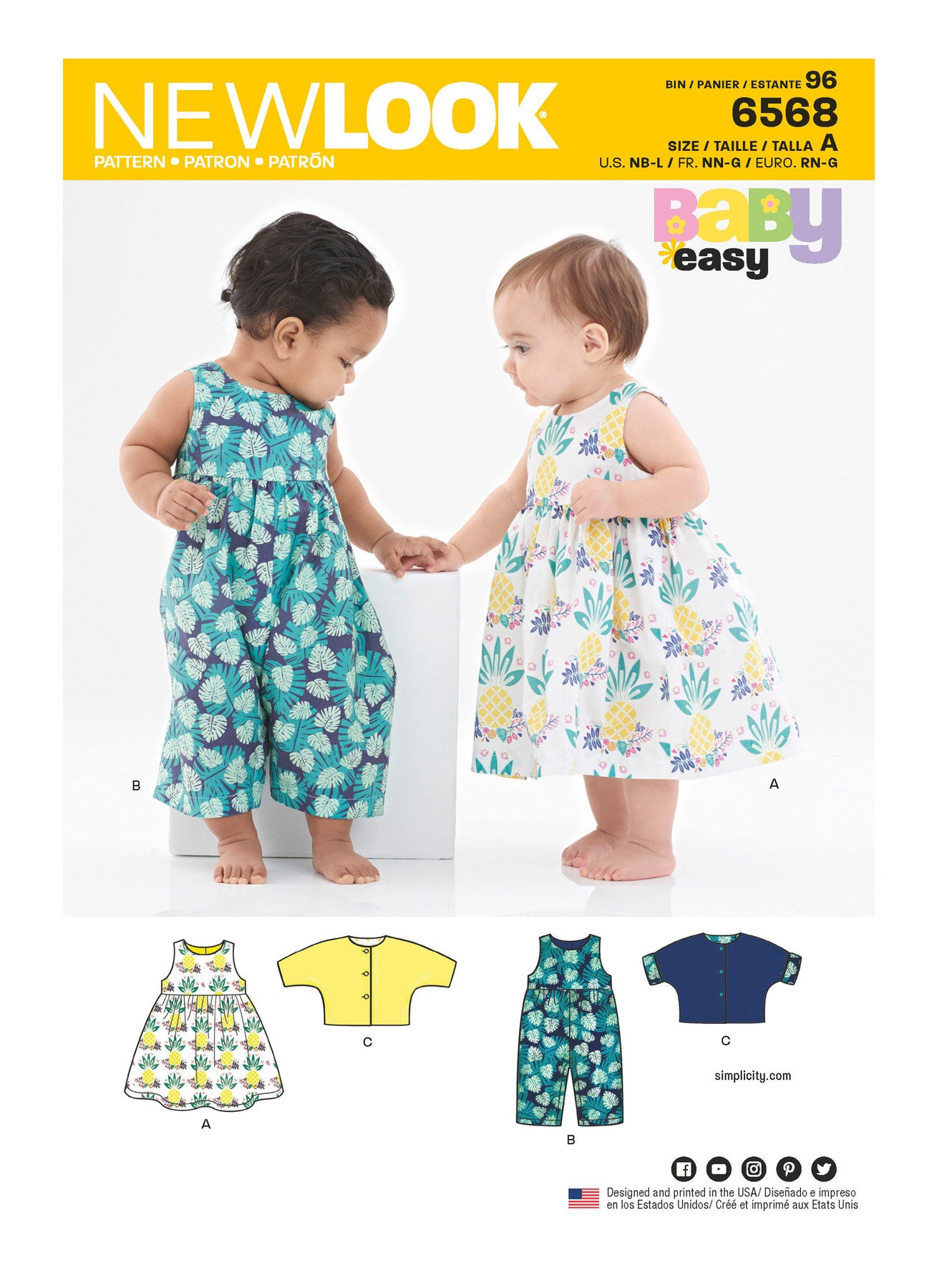 New Look Sewing Pattern N6568 6568 Babies' Dress, Romper and Jacket - You’ve Got Me In Stitches