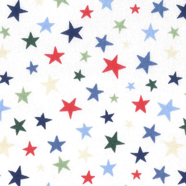 Birch Fabrics - Christmas Gnomes Collection - 110cm x 1m Fabric - Stars on White Design