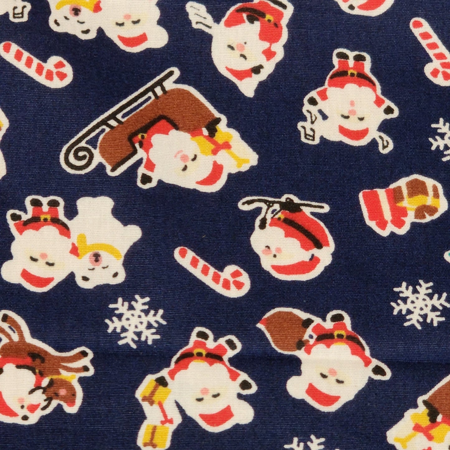 Christmas Cotton Poplin Fabric - Santa Sleighs - Navy Blue Background - You’ve Got Me In Stitches