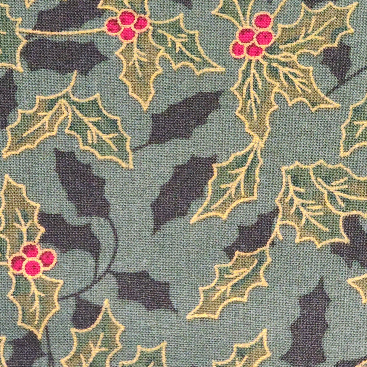 Christmas Holly - Medium - Cotton Poplin Fabric - 112cm wide - Dark Green - You’ve Got Me In Stitches