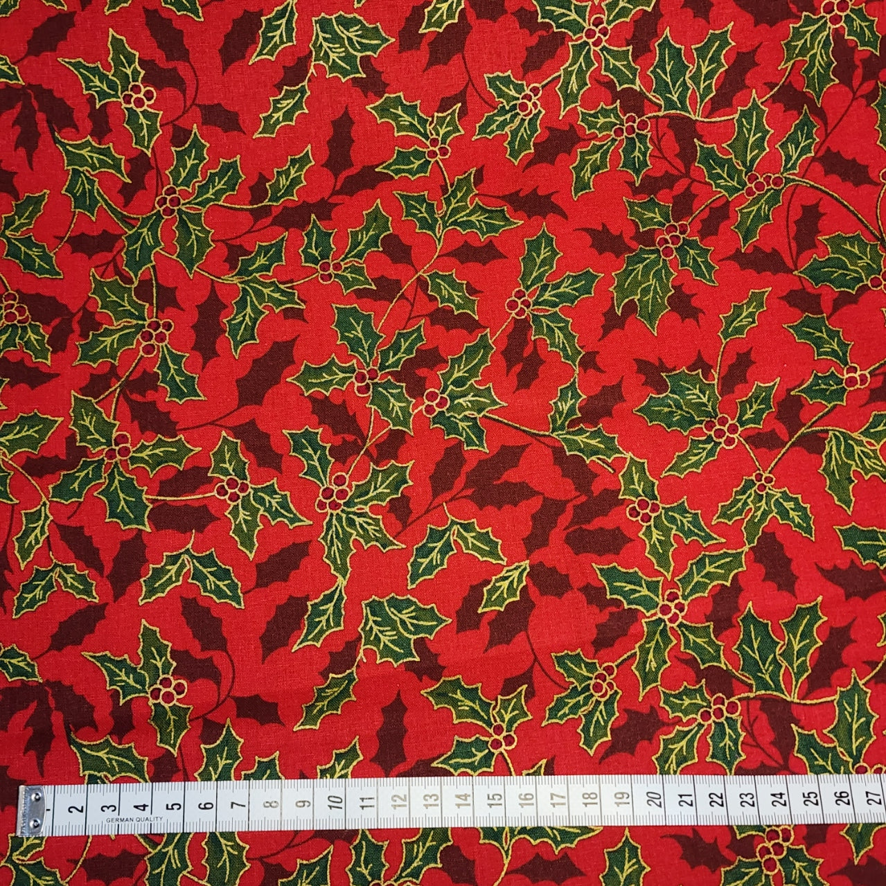 Christmas Holly - Medium - Cotton Poplin Fabric - 112cm wide - Red - You’ve Got Me In Stitches