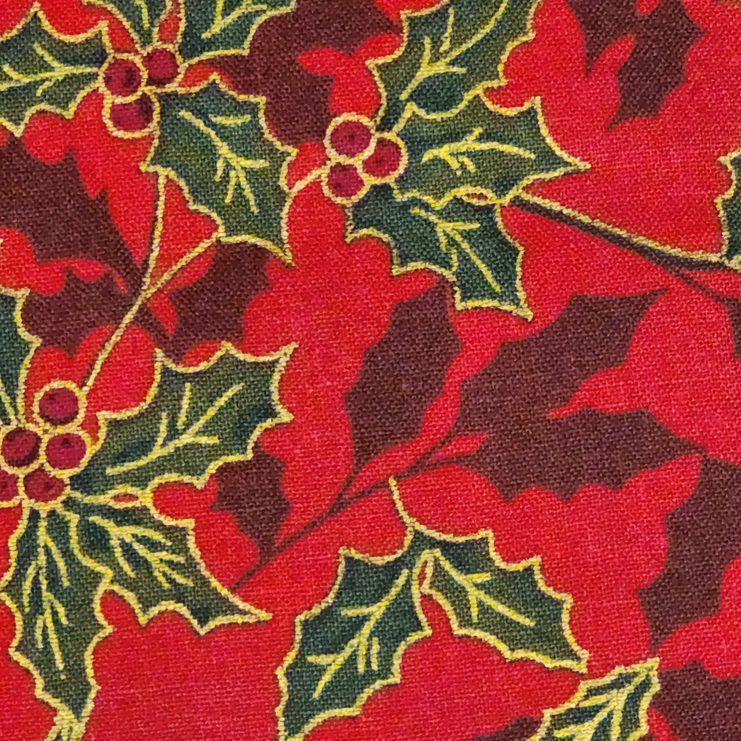 Christmas Holly - Medium - Cotton Poplin Fabric - 112cm wide - Red - You’ve Got Me In Stitches
