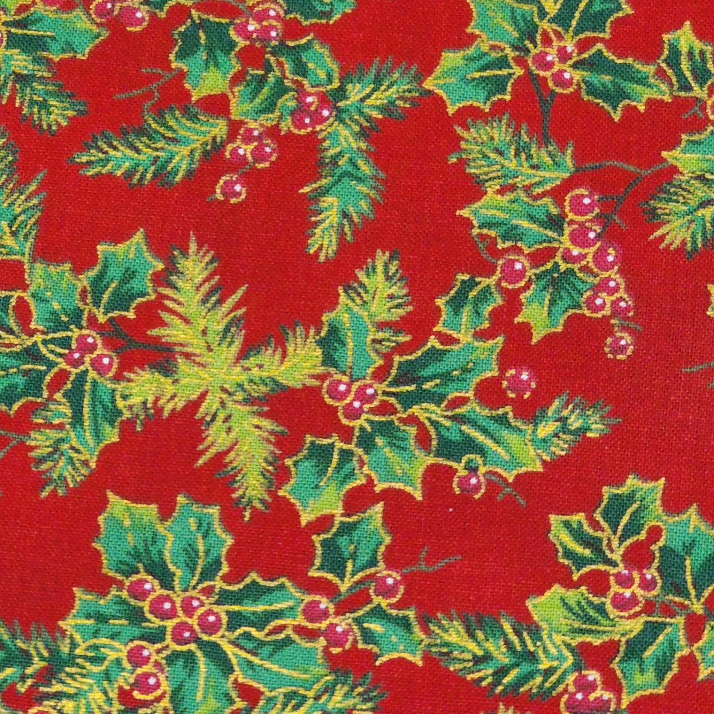 Christmas Holly - Small - Cotton Poplin Fabric - 112cm wide - Red - You’ve Got Me In Stitches