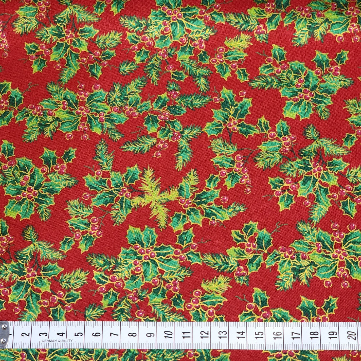 Christmas Holly - Small - Cotton Poplin Fabric - 112cm wide - Red - You’ve Got Me In Stitches