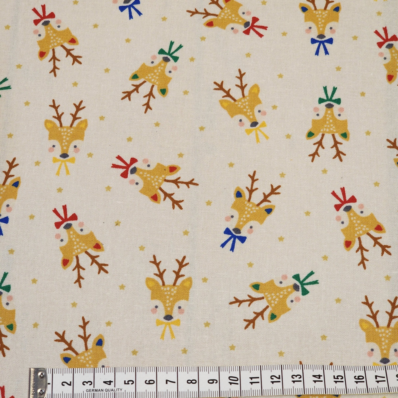 Christmas Reindeer - Cotton Poplin Fabric - 112cm wide - Cream - You’ve Got Me In Stitches