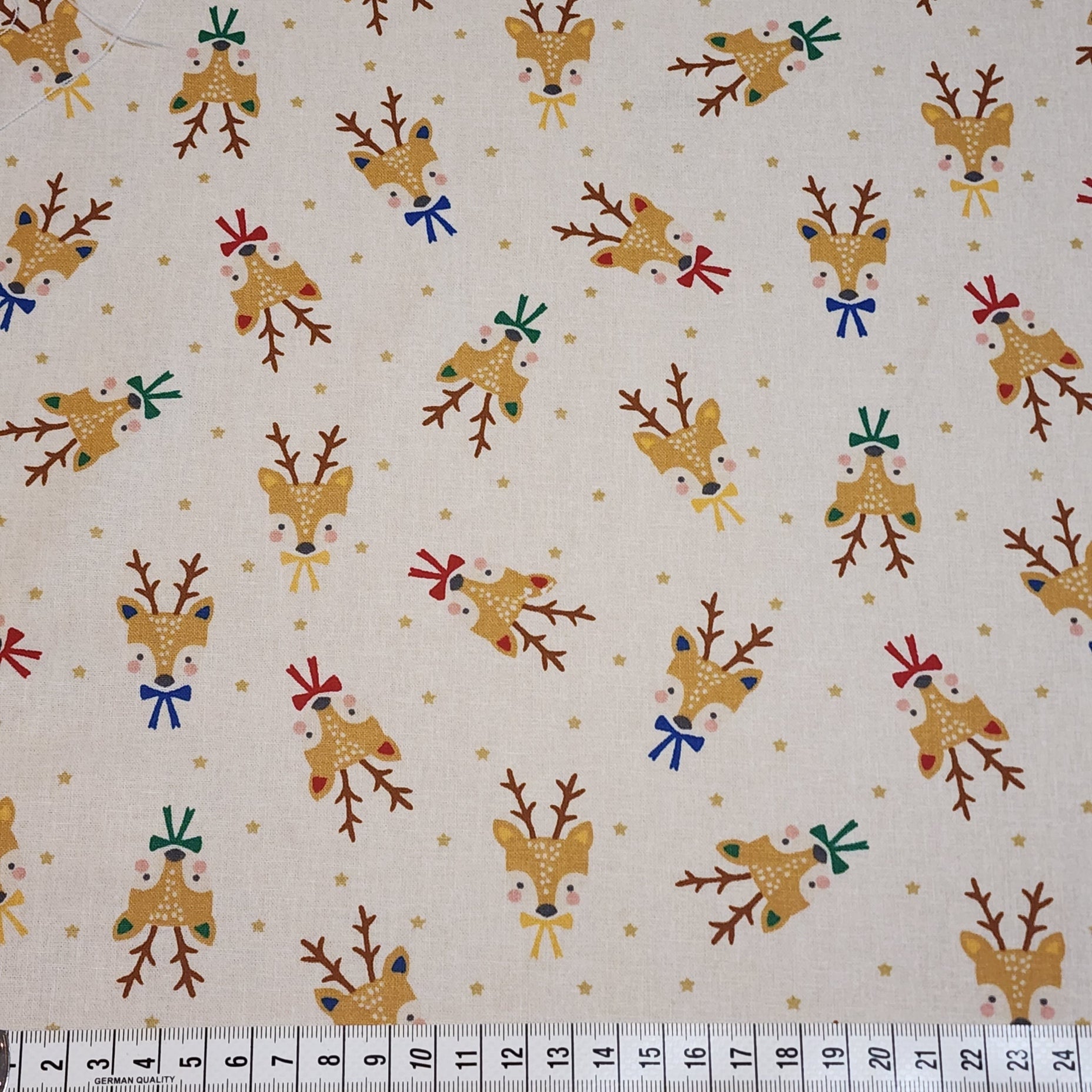 Christmas Reindeer - Cotton Poplin Fabric - 112cm wide - Cream - You’ve Got Me In Stitches