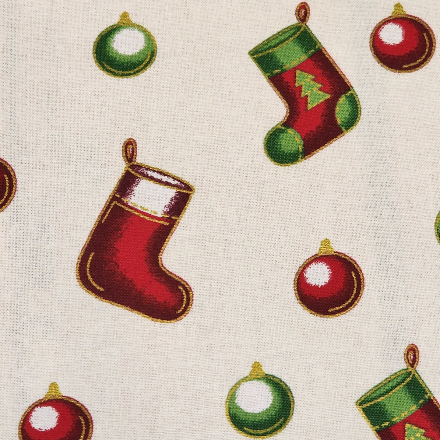 Christmas Stockings and Baubles - Cotton Poplin Fabric - 112cm wide - Cream - You’ve Got Me In Stitches