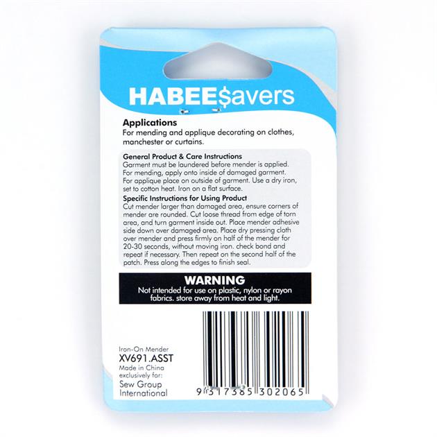 Habee$avers Lightweight Iron On Menders - 2 pack - Black & White - You’ve Got Me In Stitches