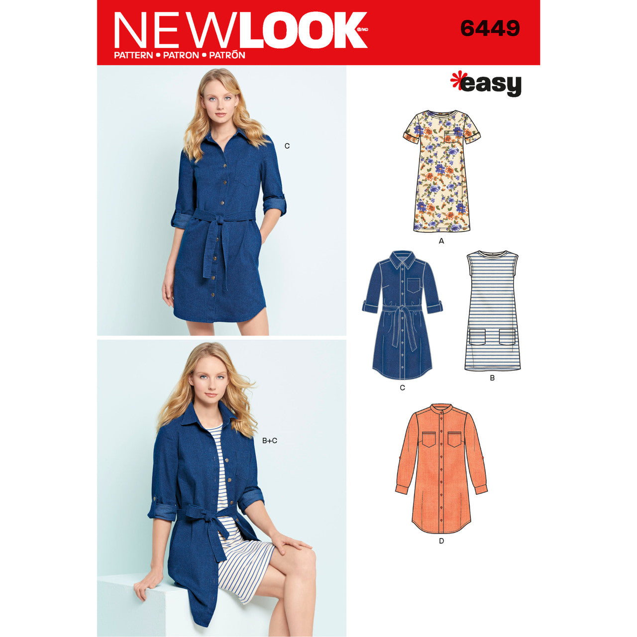 New Look Sewing Pattern 6449 Misses' Easy Shirt Dress and Knit Dress - You’ve Got Me In Stitches