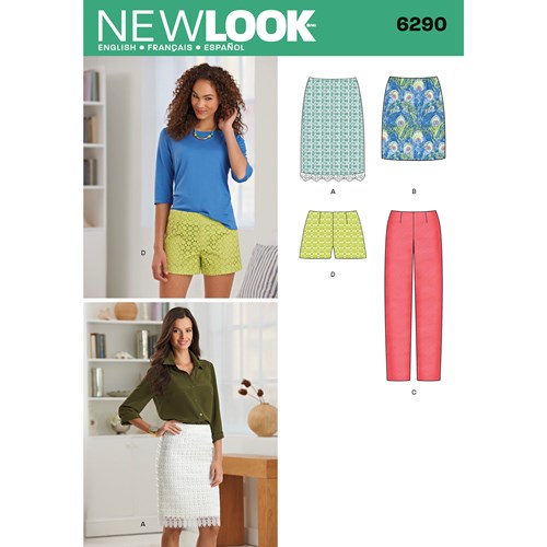 New Look Sewing Pattern N6290 6290 Misses' Shorts, Skirt in Two Lengths and Slim Pants - You’ve Got Me In Stitches