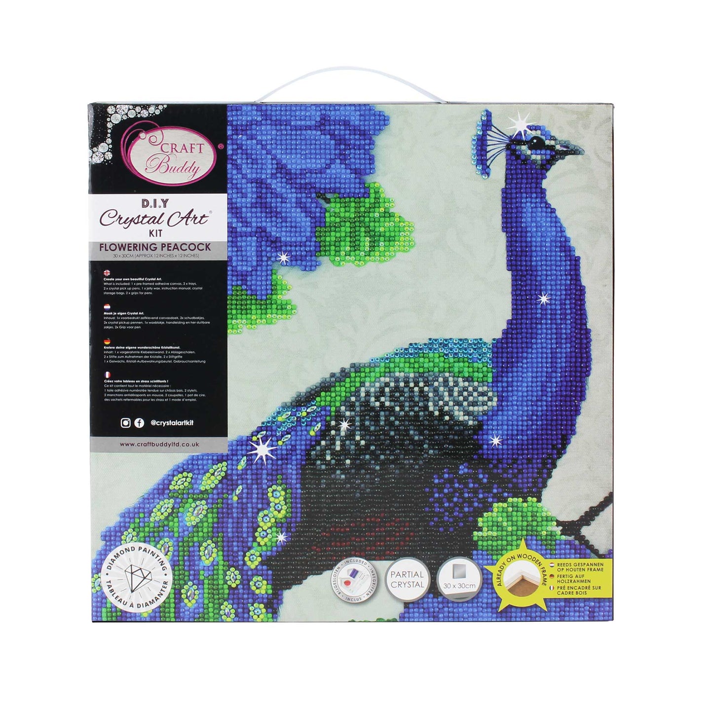 Craft Buddy - Crystal Art Picture - 30cm x 30cm - Flowering Peacock