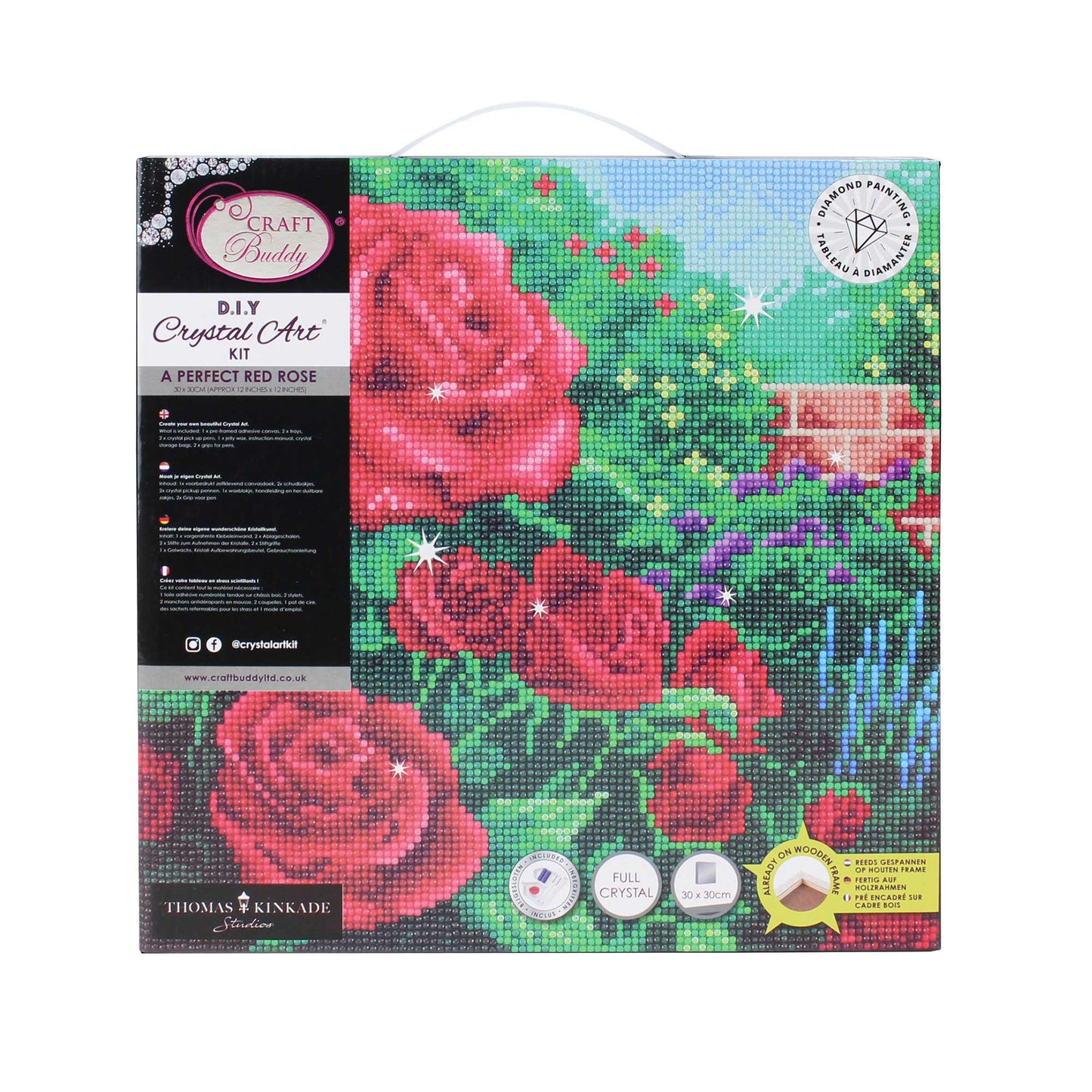 Craft Buddy - Crystal Art Picture - 30cm x 30cm - A Perfect Red Rose