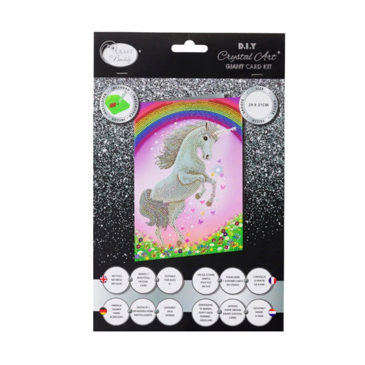 Craft Buddy - Crystal Art - Giant Card Kit - 21cm x 29cm - Unicorn Rainbow