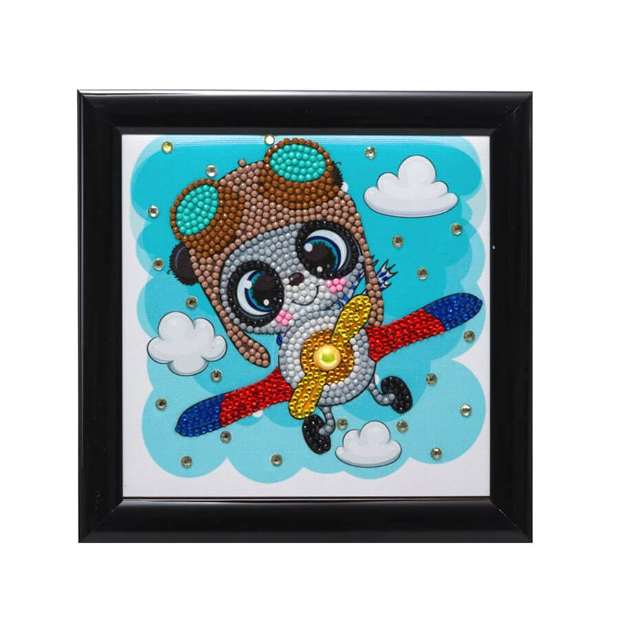 Craft Buddy - Crystal Art Picture Frameables Kit - 16cm x 16cm - Flying Panda