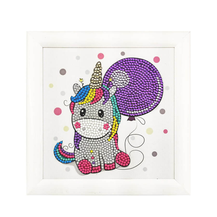 Craft Buddy - Crystal Art Picture Frameables Kit - 16cm x 16cm - Unicorn Balloon