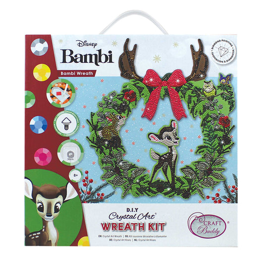 Craft Buddy - Crystal Art Kit - Disney Bambi - Bambi Wreath - 30cm