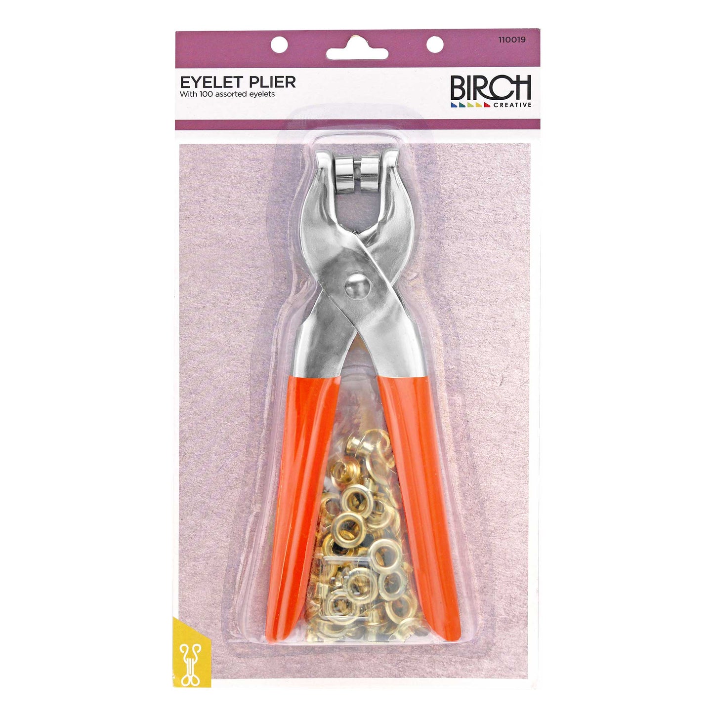 Birch Eyelet Plier with 100 Assorted Gold Eyelets