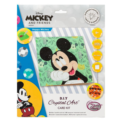 Craft Buddy - Crystal Art Card Kit - Disney - 18cm x 18cm - Happy Mickey