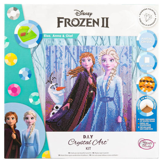 Craft Buddy - Crystal Art Kit - Disney Frozen - Elsa, Anna and Olaf - 30cm x 30xcm