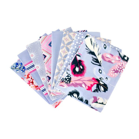 Gutermann x Birch Fabrics - Portofino Collection  - Fat Quarter Fabric Bundle - 8 pieces (55cm x 45cm per piece) - Blue