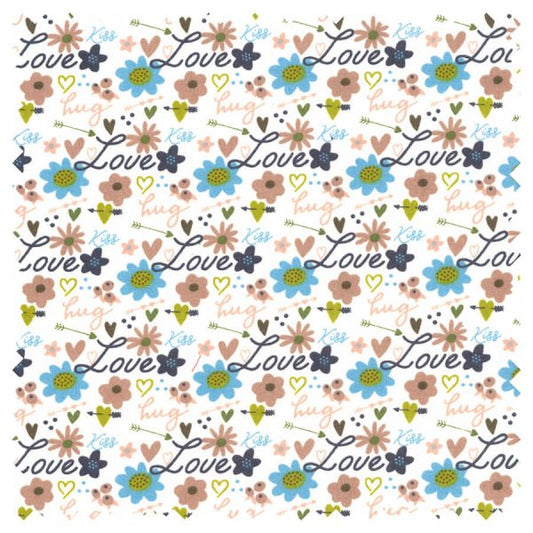 Birch Fabrics - Hearts & Flowers Collection  - 110cm x 1m Fabric - Hearts Main Design