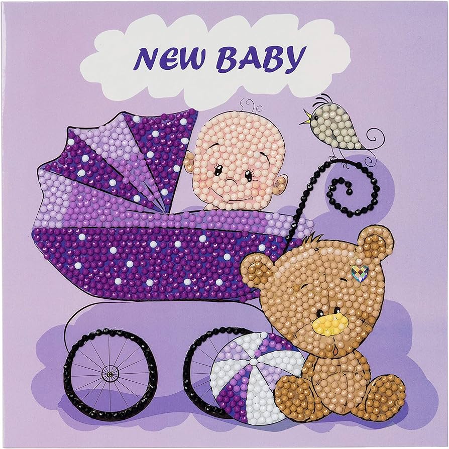 Craft Buddy - Crystal Art - Card Kit - 18cm x 18cm - New Baby