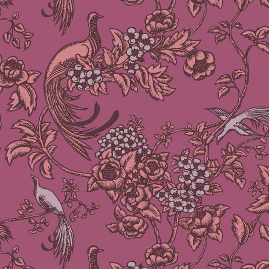 Leutenegger Fabrics -  Florence Broadhurst Berry Sunset Collection - 110cm x 1m Fabric - L01912-8 Birds of Paradise Design