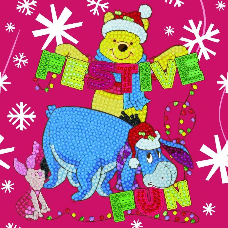 Craft Buddy - Crystal Art Card Kit - Disney - 18cm x 18cm - Festive Winnie the Pooh