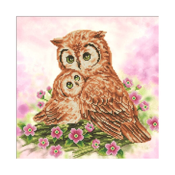 Diamond Dotz - Mother and Baby Owl - 42cm x 42cm