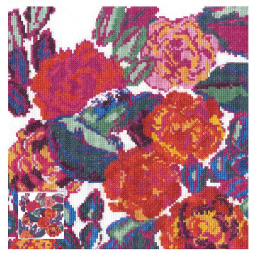 DMC V&A - Cross Stitch Kit - Rose Composition - Edouard Benedictus - 25.4 x 26.1cm