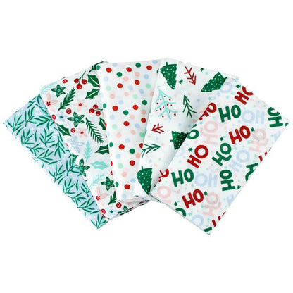 Birch Fabrics -   Ho! Ho! Ho! Collection - Fat Quarters Bundle - 50cm x 52cm Fabric - 5 Assorted Designs