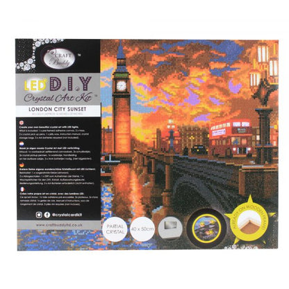 Craft Buddy - Crystal Art LED Picture - 40cm x 50cm - London City Sunset