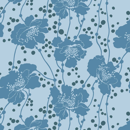 Leutenegger Fabrics -  Florence Broadhurst Pastel Lake Collection - 110cm x 1m Fabric - L01913-1 Spotted Floral Green Dot Design