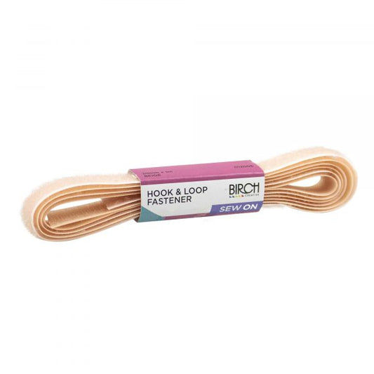 Birch - Hook and Loop Tape - Sew On - Beige - 20mm x 1 Metre