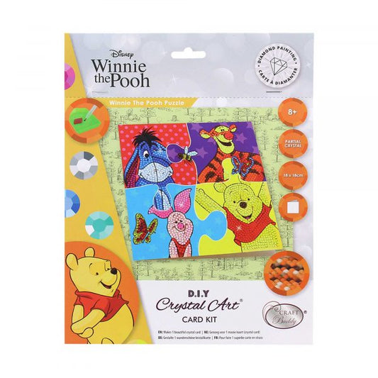 Craft Buddy - Crystal Art Card Kit - Disney - 18cm x 18cm - Winnie the Pooh Puzzle