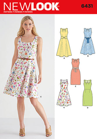 New Look Pattern 6431 Misses' Dresses with Skirt and Neckline Variations - You’ve Got Me In Stitches