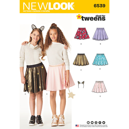 New Look Pattern 6539 Tween Skirts with Ears Headband - You’ve Got Me In Stitches