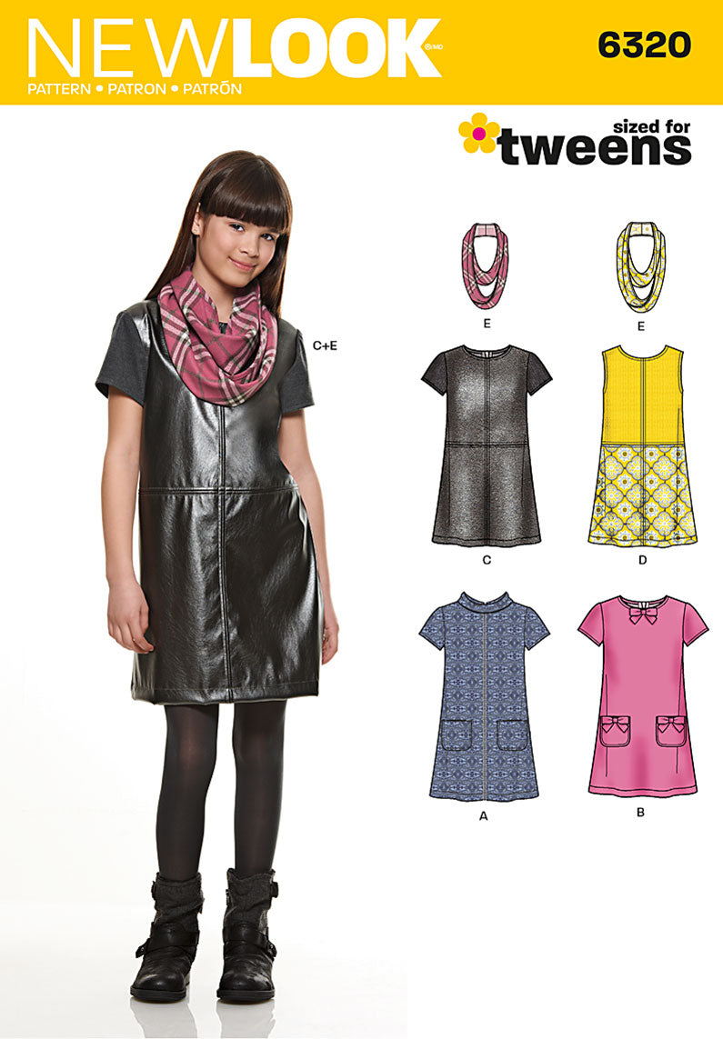 New Look Sewing Pattern 6320 N6320 Girls' Dress or Jumper and Scarf - You’ve Got Me In Stitches