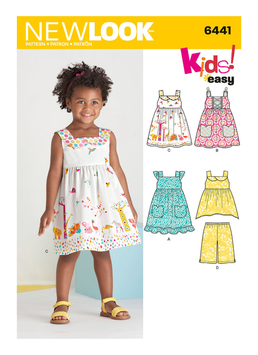 New Look Sewing Pattern 6441 N6441 Toddlers' Easy Dresses, Top and Cropped Pants - You’ve Got Me In Stitches