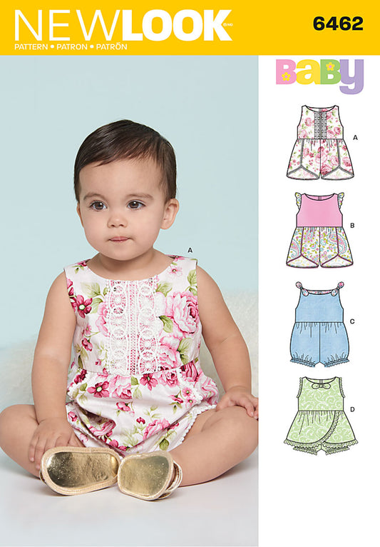 New Look Sewing Pattern 6462 N6462 Babies Romper with Trim Variations - You’ve Got Me In Stitches