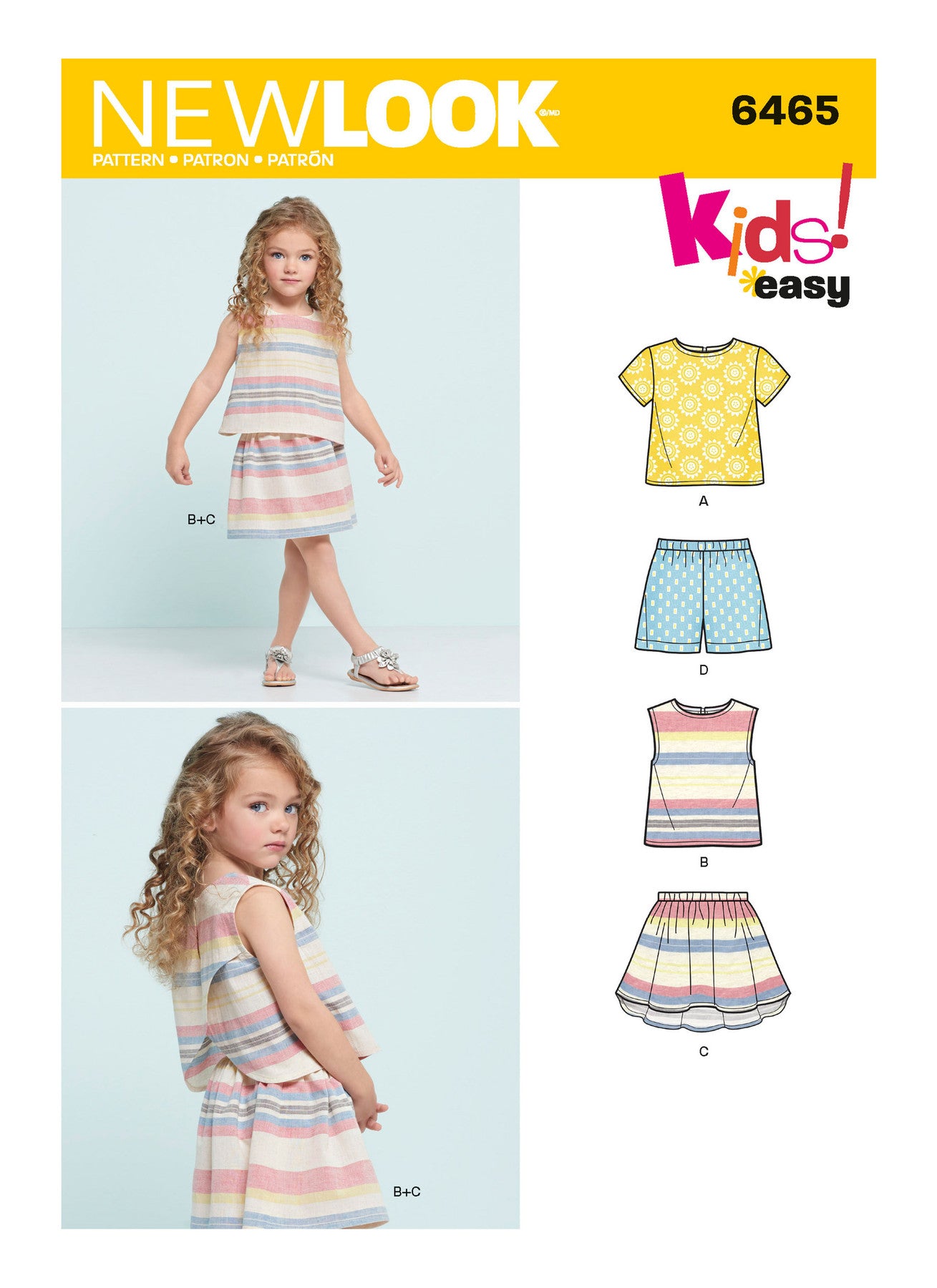 New Look Sewing Pattern 6465 N6465 Child's Easy Top, Skirt and Shorts - You’ve Got Me In Stitches