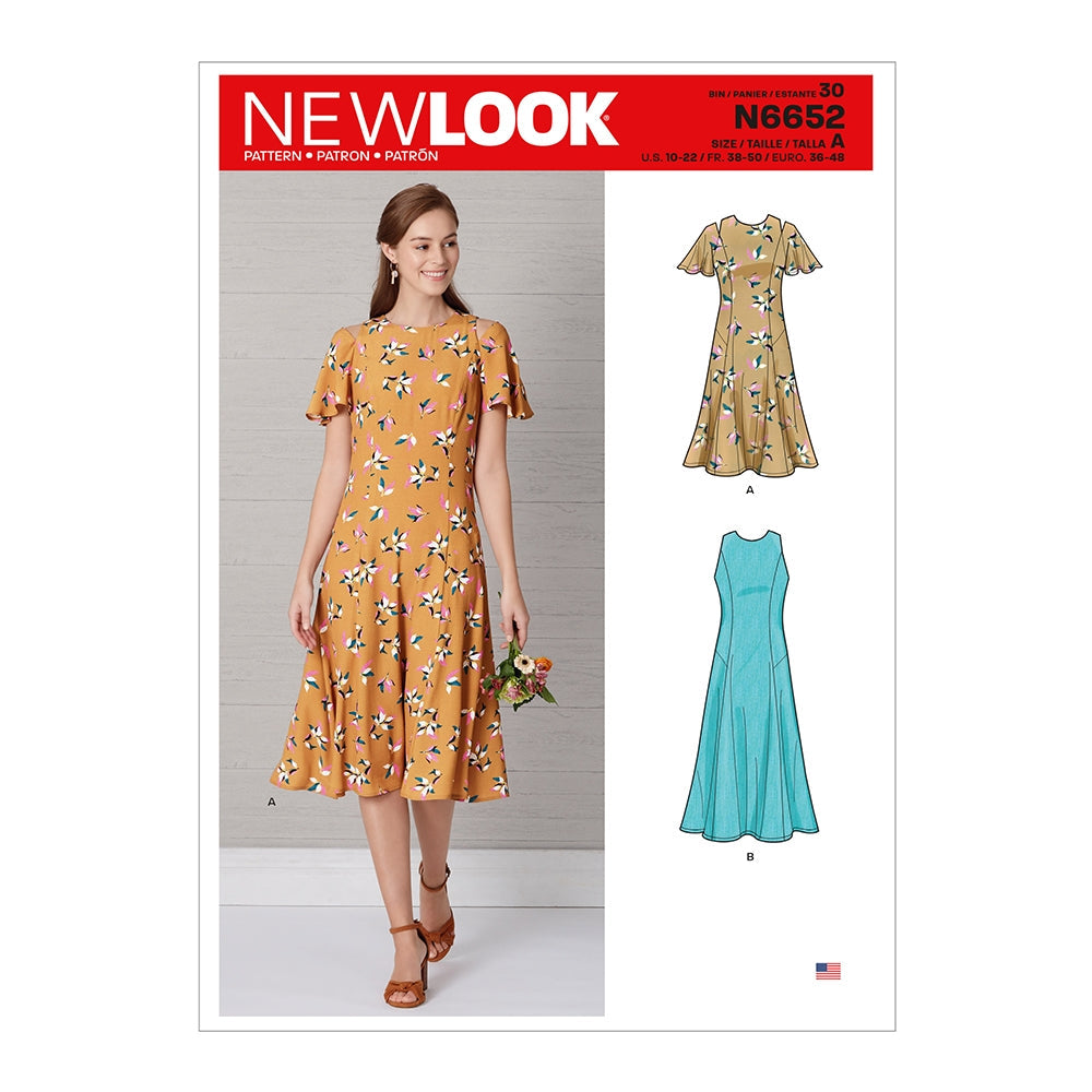 New Look Sewing Pattern 6652 N6652 Misses' Fit & Flared Dress With Length & Sleeve Variations - You’ve Got Me In Stitches