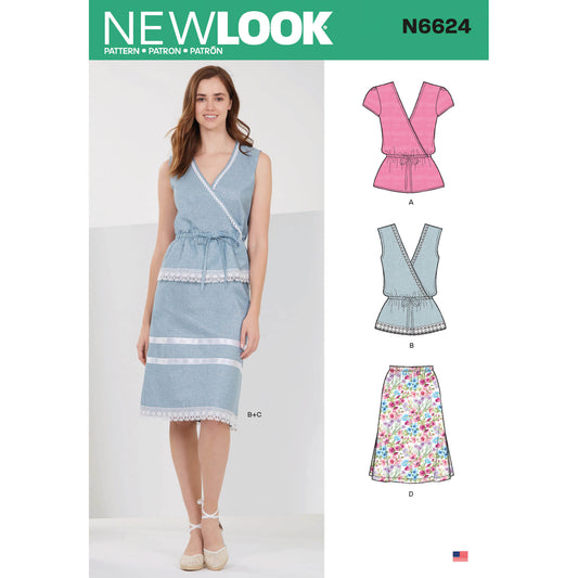 New Look Sewing Pattern N6624 6624 Misses' Tops and Pull on Skirts - You’ve Got Me In Stitches