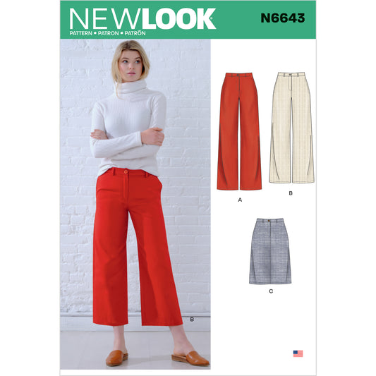 New Look Sewing Pattern N6643 6643 Misses' Wide Leg Pants and Skirt - You’ve Got Me In Stitches