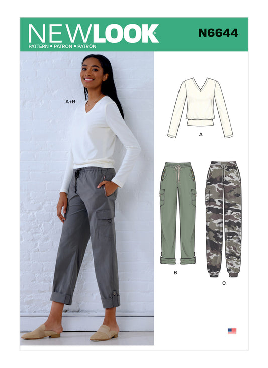 New Look Sewing Pattern N6644 6644 Misses' Cargo Pants and Knit Top - You’ve Got Me In Stitches