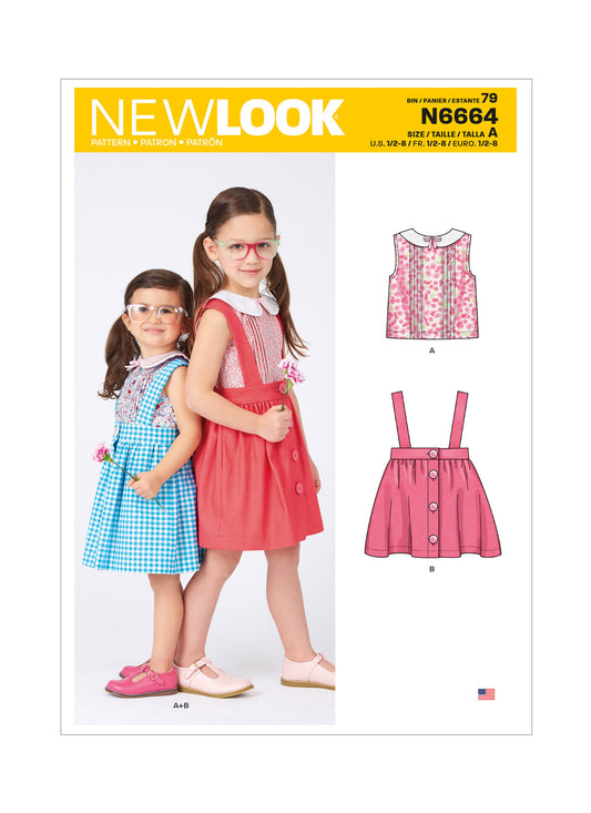 New Look Sewing Pattern N6664 6664 Toddlers' & Children's Skirts with Shoulder Straps & Peter Pan Blouse - You’ve Got Me In Stitches